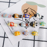 Colorful Plum Blossom Small Fish Beaded Ceramic Clay Pottery Pendant