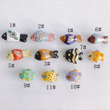 Colorful Plum Blossom Small Fish Beaded Ceramic Clay Pottery Pendant