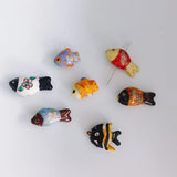Colorful Plum Blossom Small Fish Beaded Ceramic Clay Pottery Pendant