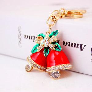 Christmas Red Bell Keychain Car Bag Metal Pendant Keyring Gift