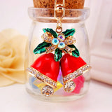 Christmas Red Bell Keychain Car Bag Metal Pendant Keyring Gift