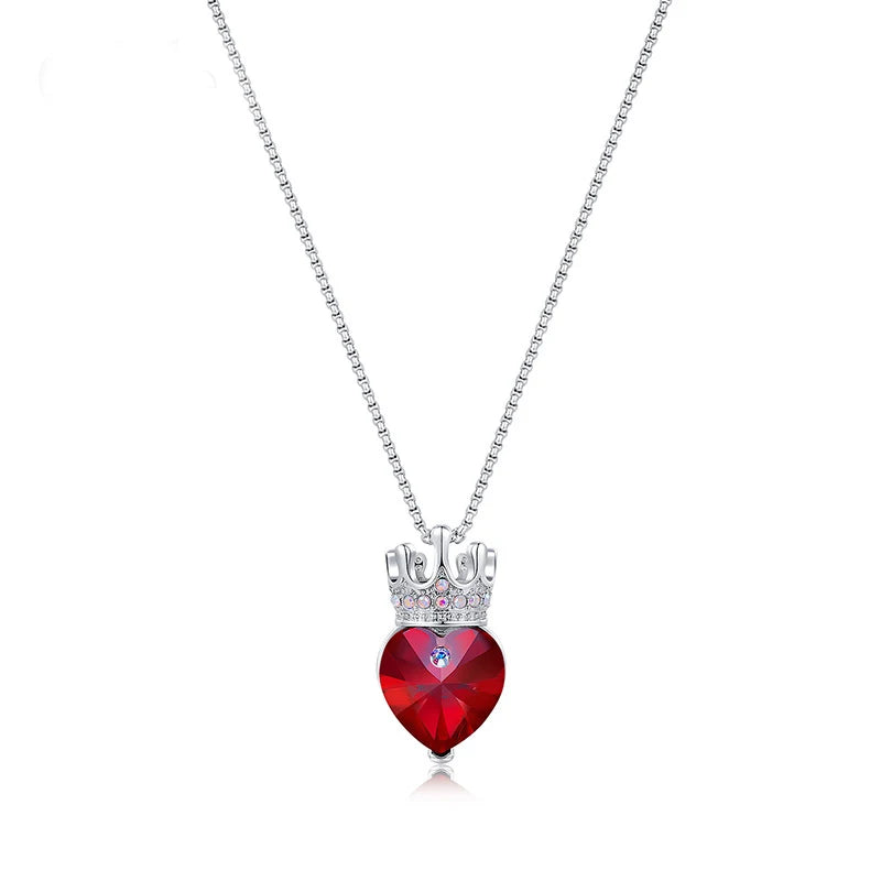 Crown Heart Crystal Pendant Necklace Sweet Love Charm Pendants Neck Jewelry