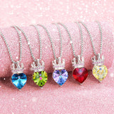 Crown Heart Crystal Pendant Necklace Sweet Love Charm Pendants Neck Jewelry