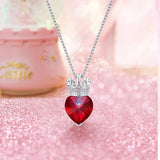 Crown Heart Crystal Pendant Necklace Sweet Love Charm Pendants Neck Jewelry