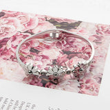 Crystal & 3 Chrysanthemum Bracelet Stainless Steel Bangle