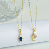 Crystal Boy Girl Necklace Pendant Copper Plated Water Drop Pearl