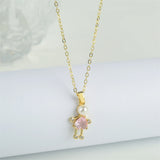Crystal Boy Girl Necklace Pendant Copper Plated Water Drop Pearl