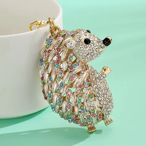 Crystal Hedgehog Key Ring Charm Rhinestone Keychain Animal Gift Jewelry Accessor