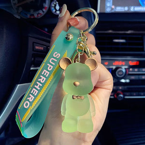 Crystal Bear Keychain Charm Pendant for Women Bag Car KeyRing
