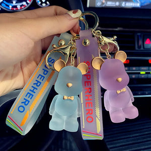 Crystal Bear Keychain Charm Pendant for Women Bag Car KeyRing