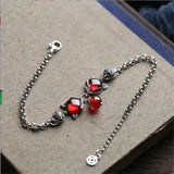 Crystal Red Fox Ball Coin Pendant Bracelet Lady Birthday Gift Retro