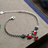 Crystal Red Fox Ball Coin Pendant Bracelet Lady Birthday Gift Retro