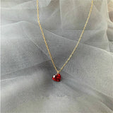 Crystal Red Heart Pendant Choker Necklace Silver 925 Clavicle Necklaces Female