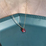 Crystal Red Heart Pendant Choker Necklace Silver 925 Clavicle Necklaces Female