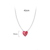 Crystal Red Heart Pendant Choker Necklace Silver 925 Clavicle Necklaces Female