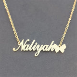 Personalized Butterfly Name Pendant Necklace Stainless Steel Choker 