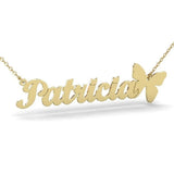 Personalized Butterfly Name Pendant Necklace Stainless Steel Choker 