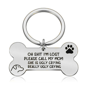 Personalized Pet Dog Name Tag Keychain Stainless Steel Collar Anti-lost Gift