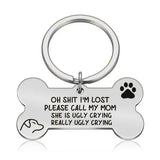 Personalized Pet Dog Name Tag Keychain Stainless Steel Collar Anti-lost Gift