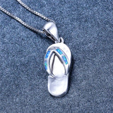 Small Flip Flop Necklace Fire Opal Pendant 925 Sterling Silver