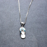 Small Flip Flop Necklace Fire Opal Pendant 925 Sterling Silver