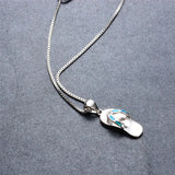 Small Flip Flop Necklace Fire Opal Pendant 925 Sterling Silver