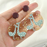 Deer Snowflake Round Plate Acrylic Pendant DIY Accessories 2pcs