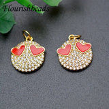 Smiley Face Necklace Zircon Paved Earring Metal Enamel Star Charms Jewelry