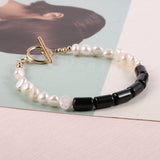 Tube Beads Turquoise Agate Quartz Bracelet Freshwater Pearl Cuff