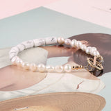 Tube Beads Turquoise Agate Quartz Bracelet Freshwater Pearl Cuff