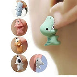Dinosaur Dog Cat Fox Ear Stud Earring Cartoon Clay Animal Bite Teenager Gift