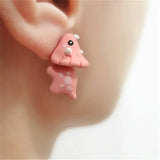 Dinosaur Dog Cat Fox Ear Stud Earring Cartoon Clay Animal Bite Teenager Gift