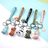 Dinosaur Unicorn Rabbit Keychain for Women Men Key Ring Trinket Cat Bag Pendant