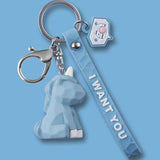 Dinosaur Unicorn Rabbit Keychain for Women Men Key Ring Trinket Cat Bag Pendant