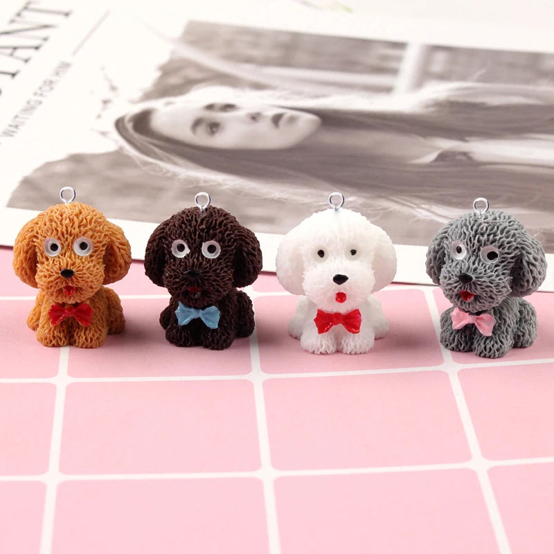 3D Puppy Dog Resin Charms Keychain Animal Pendant