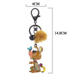 Dog And Butterfly Keychain Fur Ball Pompon Animal Key Chain Ring Accessories