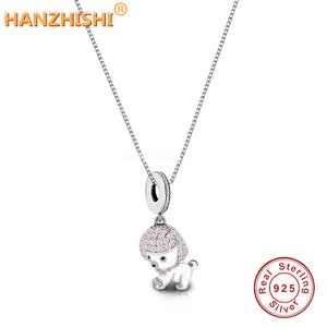 925 Sterling Silver Poodle Pendant Necklace Dog Jewellery