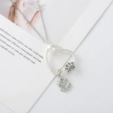 Dog Paw Beads Pendant Charm Necklaces Choker Stainless Steel Love Heart