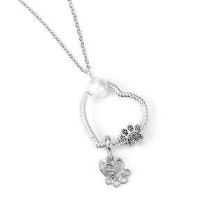 Dog Paw Beads Pendant Charm Necklaces Choker Stainless Steel Love Heart