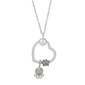 Dog Paw Beads Pendant Charm Necklaces Choker Stainless Steel Love Heart