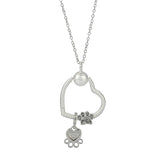 Dog Paw Beads Pendant Charm Necklaces Choker Stainless Steel Love Heart
