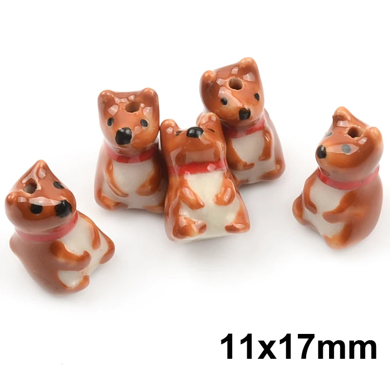 Ceramic Dog Beads 11x17mm for Bracelet DIY Jewelry Making