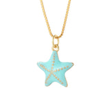Dog Star Shell Heart Necklace for Women Long Stainless Steel Chains Pendant
