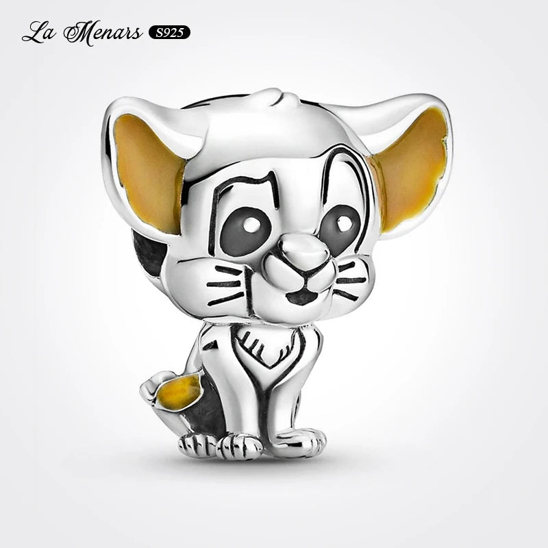 Yellow Ears Dog Bead Charm Bracelet Silver Plating Animals DIY Jewelry