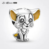 Yellow Ears Dog Bead Charm Bracelet Silver Plating Animals DIY Jewelry