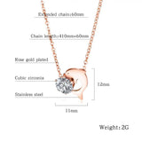 Dolphin CZ Rose Pendant Necklace Stainless Steel Chain Jewelry