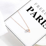 Dolphin CZ Rose Pendant Necklace Stainless Steel Chain Jewelry