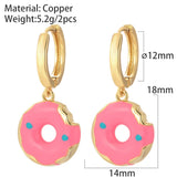 Donut Ice Cream Fish Tail Earrings Enamel Dangle Ear Rings