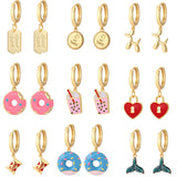 Donut Ice Cream Fish Tail Earrings Enamel Dangle Ear Rings