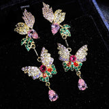Colorful Zircon Water Drop Earrings Silver